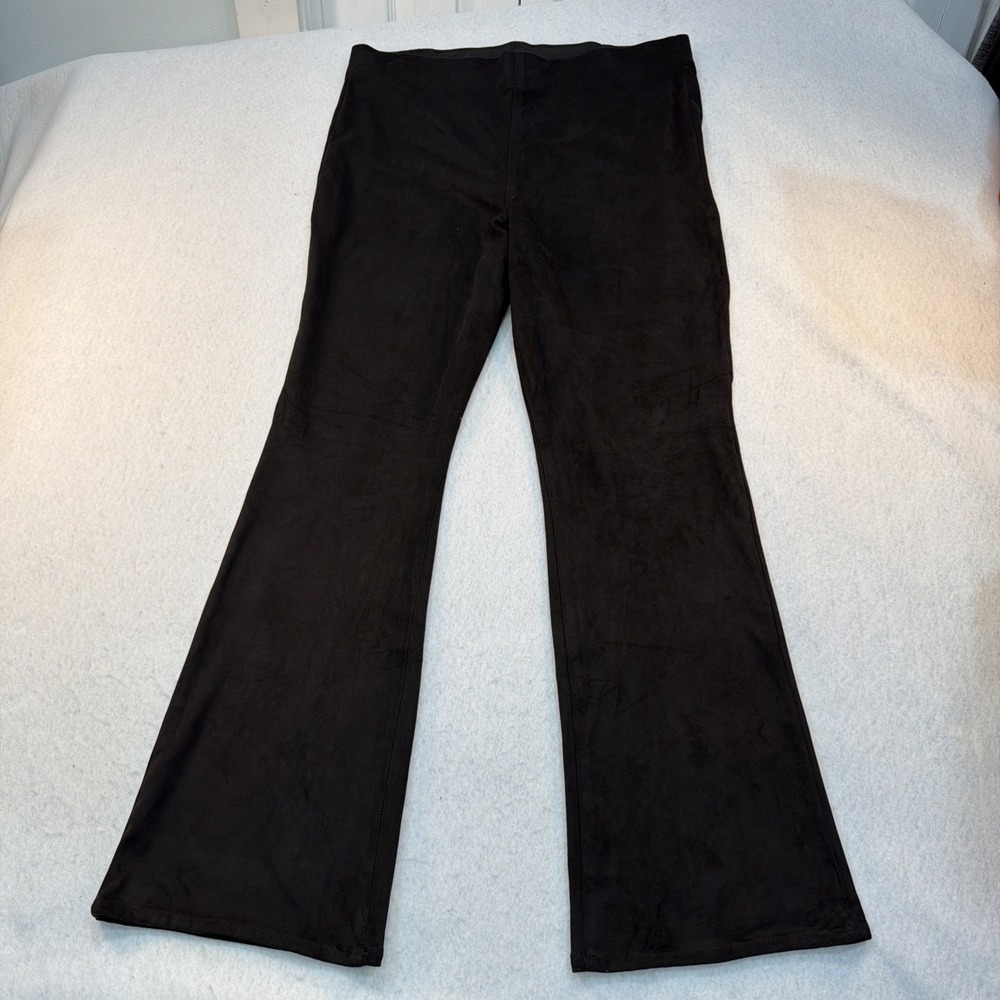American Eagle NWT New Women Black Faux Suede Flare Pants‎ Size Extra Large